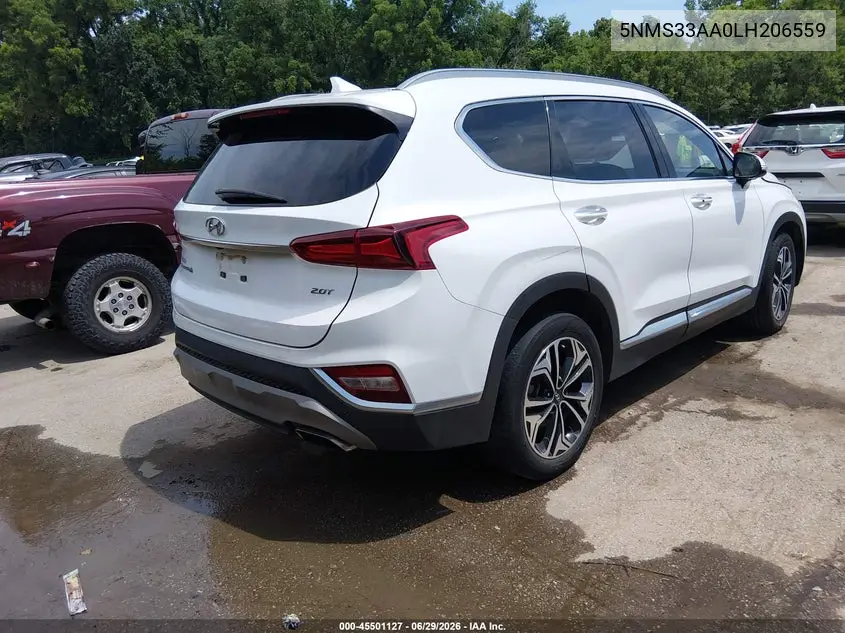 2020 Hyundai Santa Fe Sel 2.0T VIN: 5NMS33AA0LH206559 Lot: 45501127