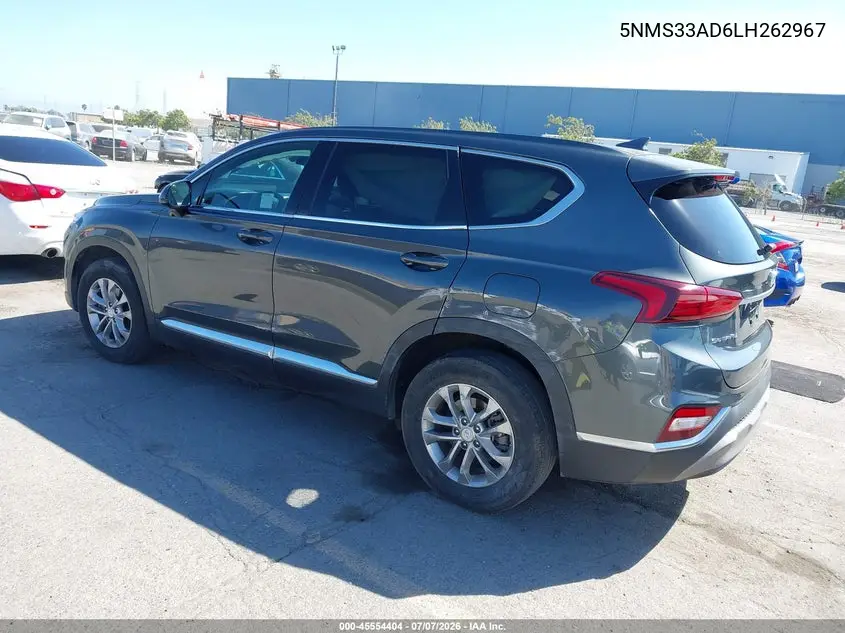 2020 Hyundai Santa Fe Sel VIN: 5NMS33AD6LH262967 Lot: 45554404