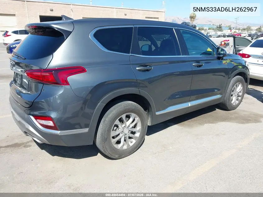 2020 Hyundai Santa Fe Sel VIN: 5NMS33AD6LH262967 Lot: 45554404