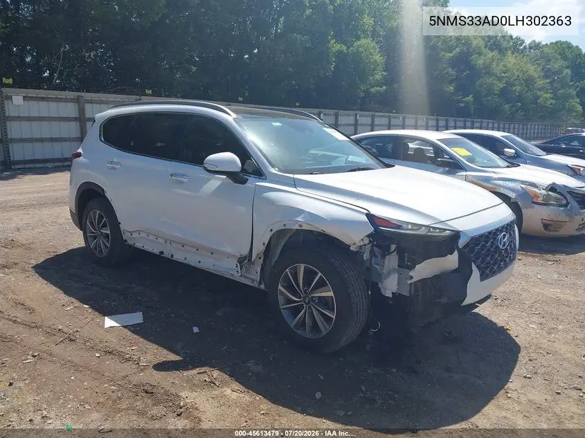 2020 Hyundai Santa Fe Sel VIN: 5NMS33AD0LH302363 Lot: 45613479