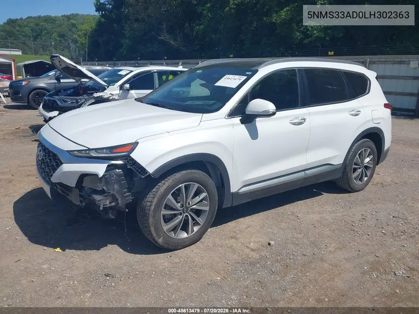 2020 Hyundai Santa Fe Sel VIN: 5NMS33AD0LH302363 Lot: 45613479