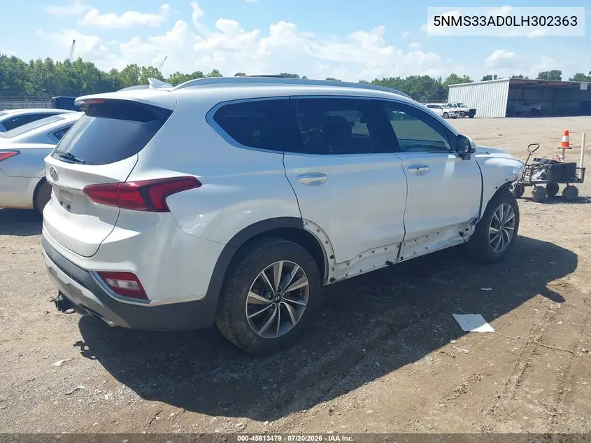 2020 Hyundai Santa Fe Sel VIN: 5NMS33AD0LH302363 Lot: 45613479