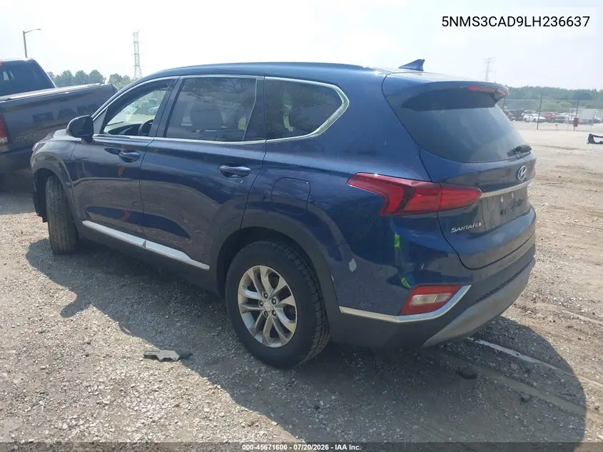2020 Hyundai Santa Fe Sel VIN: 5NMS3CAD9LH236637 Lot: 45671600