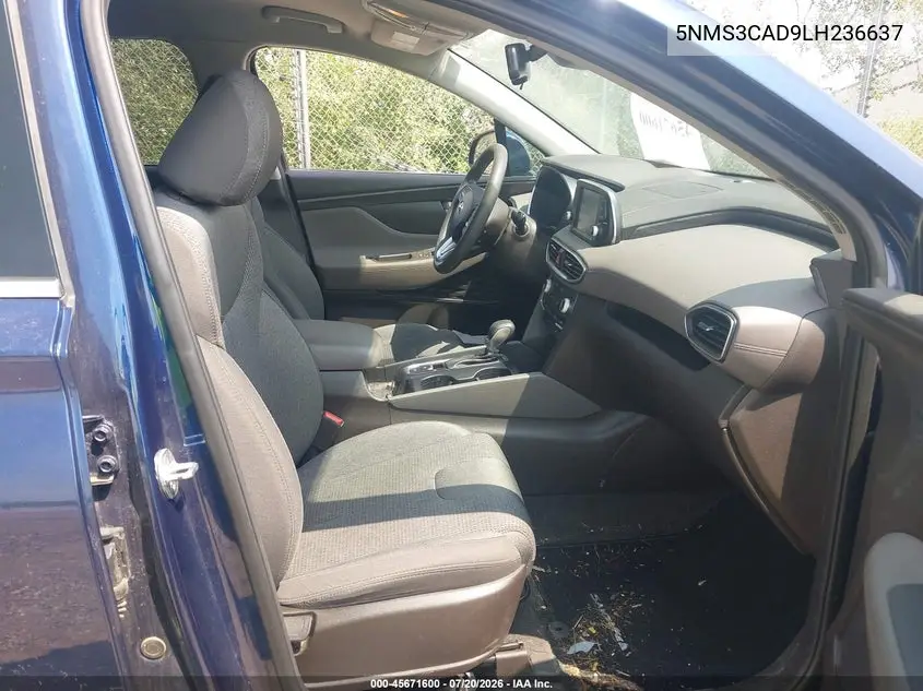 2020 Hyundai Santa Fe Sel VIN: 5NMS3CAD9LH236637 Lot: 45671600