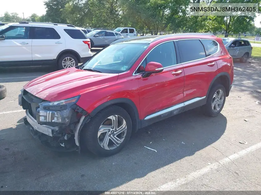 2021 Hyundai Santa Fe Sel VIN: 5NMS3DAJ8MH362405 Lot: 45571210