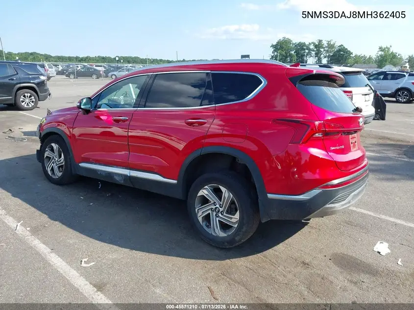 2021 Hyundai Santa Fe Sel VIN: 5NMS3DAJ8MH362405 Lot: 45571210