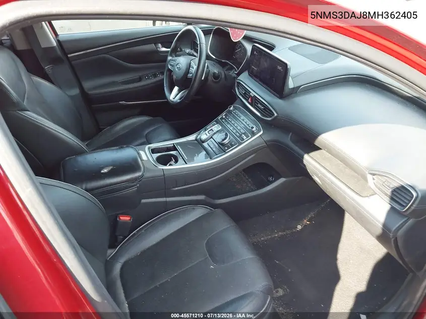 2021 Hyundai Santa Fe Sel VIN: 5NMS3DAJ8MH362405 Lot: 45571210