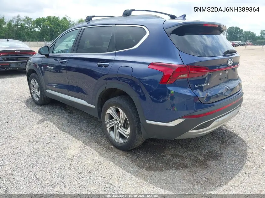 2022 Hyundai Santa Fe Sel VIN: 5NMS2DAJ6NH389364 Lot: 45303412
