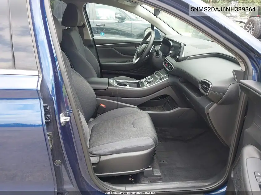 2022 Hyundai Santa Fe Sel VIN: 5NMS2DAJ6NH389364 Lot: 45303412