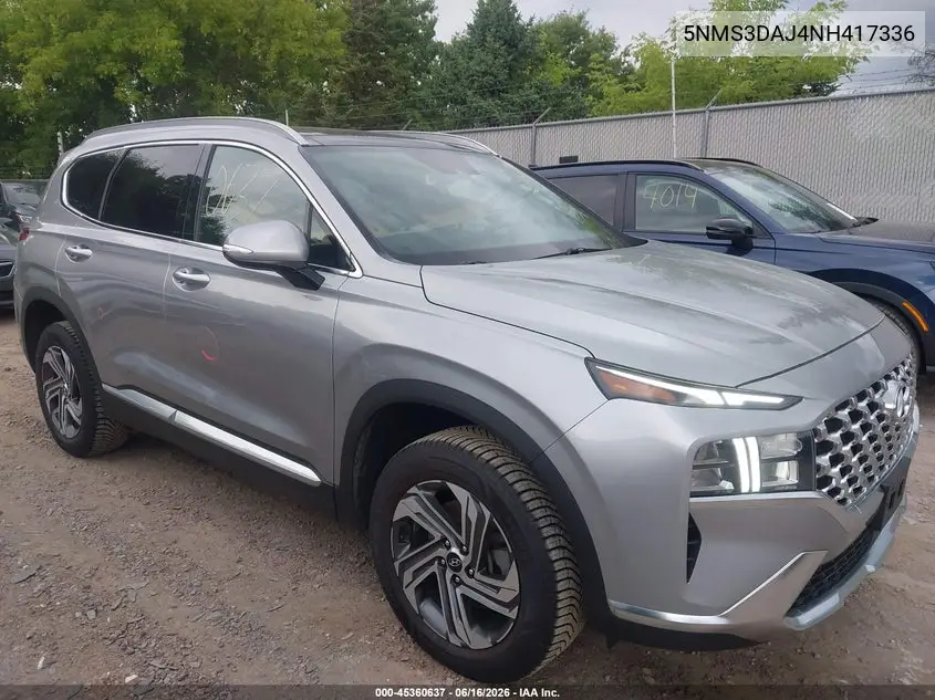 2022 Hyundai Santa Fe Sel VIN: 5NMS3DAJ4NH417336 Lot: 45360637