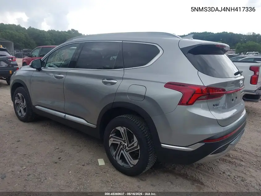 2022 Hyundai Santa Fe Sel VIN: 5NMS3DAJ4NH417336 Lot: 45360637