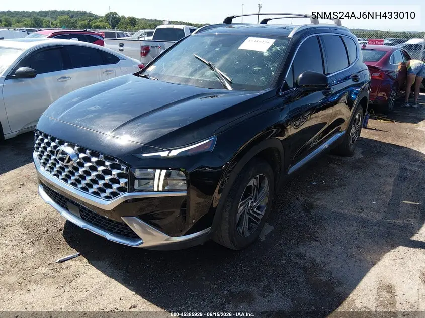 2022 Hyundai Santa Fe Sel VIN: 5NMS24AJ6NH433010 Lot: 45385929