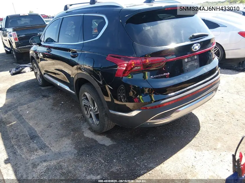 2022 Hyundai Santa Fe Sel VIN: 5NMS24AJ6NH433010 Lot: 45385929