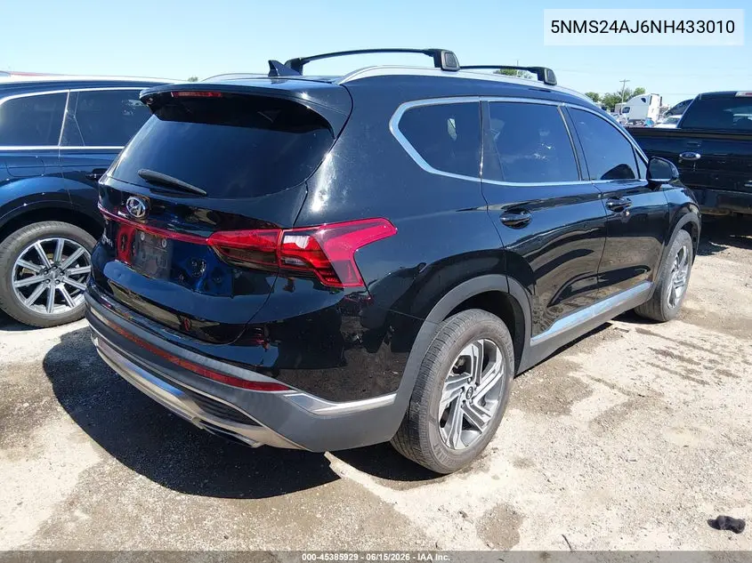 2022 Hyundai Santa Fe Sel VIN: 5NMS24AJ6NH433010 Lot: 45385929
