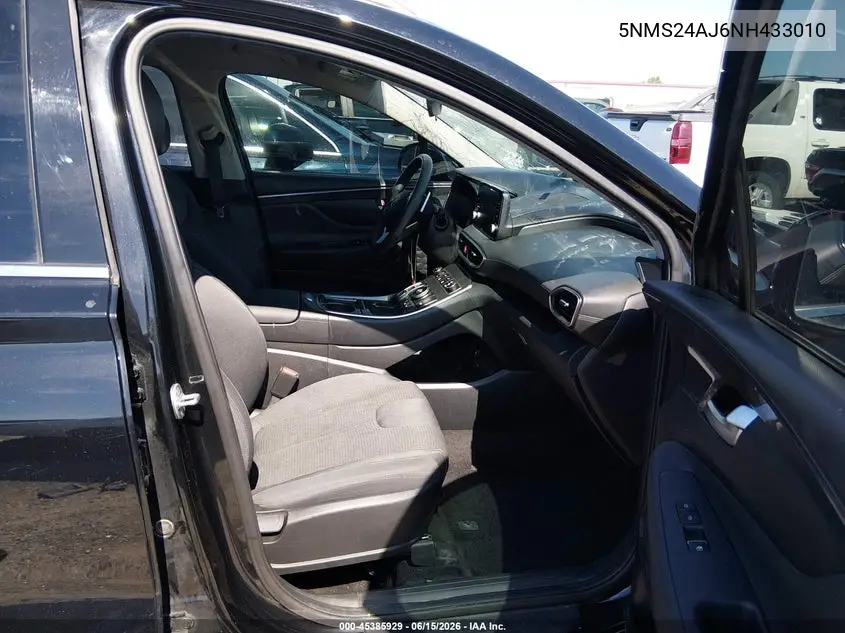 2022 Hyundai Santa Fe Sel VIN: 5NMS24AJ6NH433010 Lot: 45385929