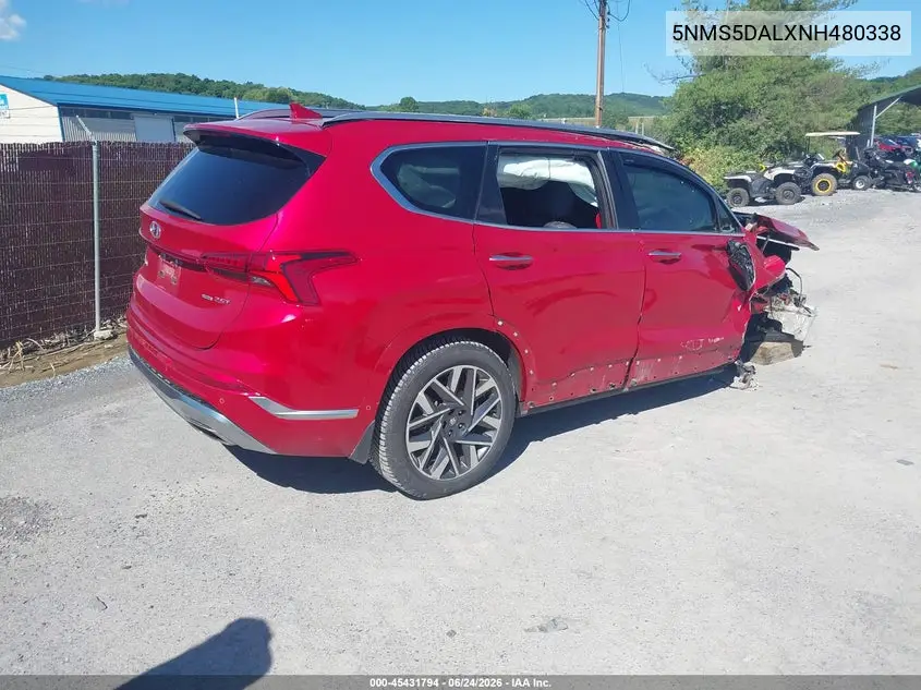 2022 Hyundai Santa Fe Calligraphy VIN: 5NMS5DALXNH480338 Lot: 45431794