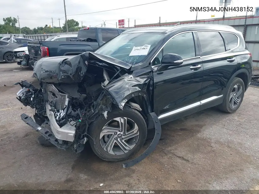 2022 Hyundai Santa Fe Sel VIN: 5NMS34AJ0NH438152 Lot: 45629983