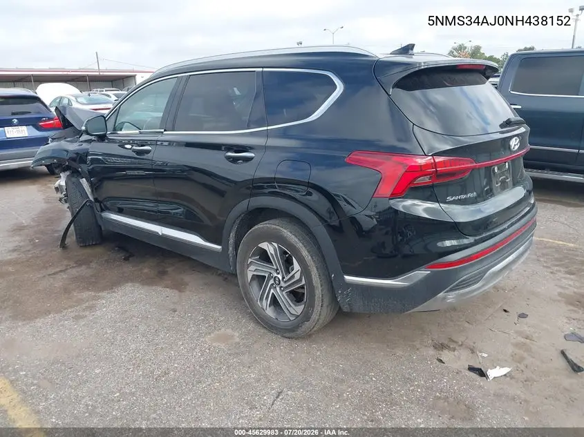 2022 Hyundai Santa Fe Sel VIN: 5NMS34AJ0NH438152 Lot: 45629983