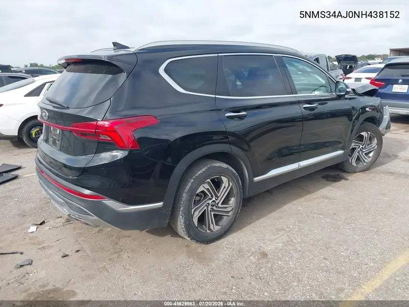 2022 Hyundai Santa Fe Sel VIN: 5NMS34AJ0NH438152 Lot: 45629983
