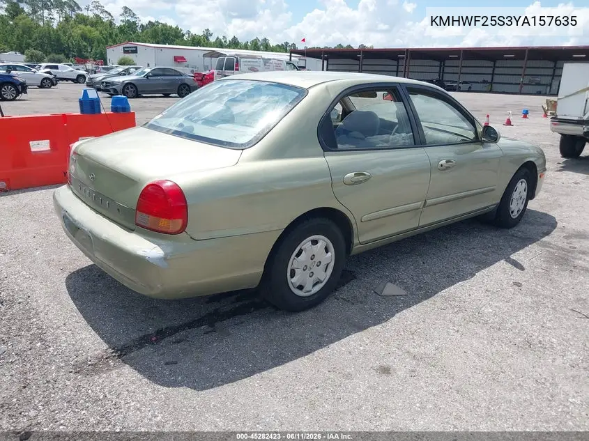 2000 Hyundai Sonata VIN: KMHWF25S3YA157635 Lot: 45282423