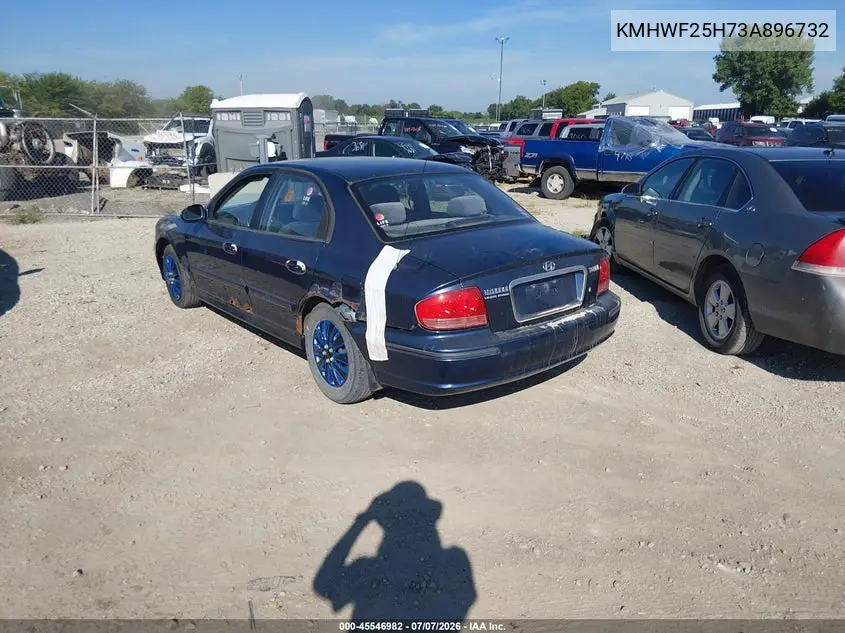 2003 Hyundai Sonata Base W/2.7L V6 VIN: KMHWF25H73A896732 Lot: 45546982