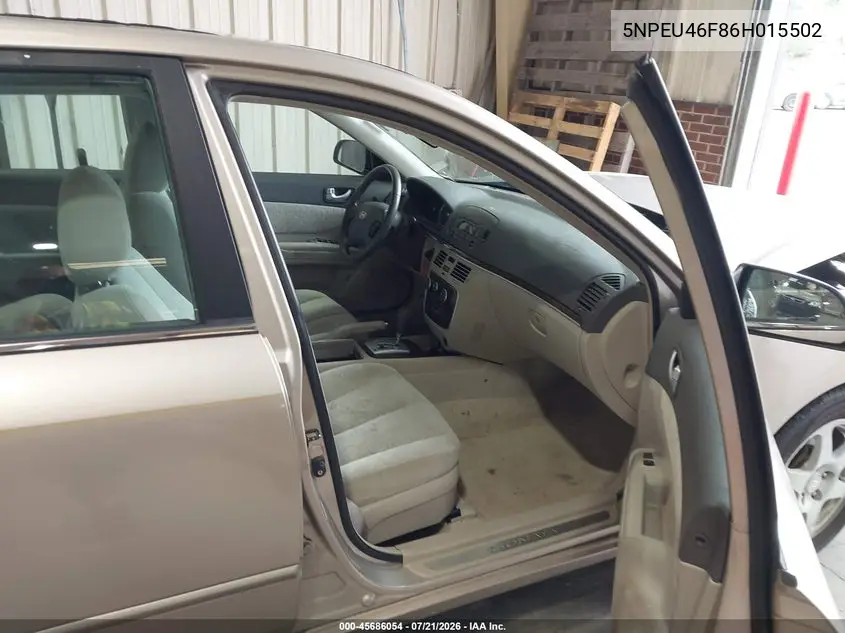 2006 Hyundai Sonata Gls V6/Lx V6 VIN: 5NPEU46F86H015502 Lot: 45686054