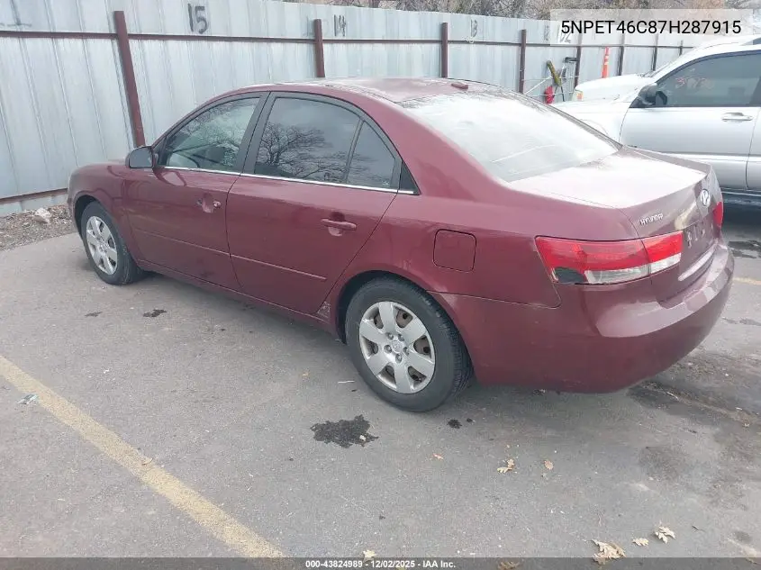 5NPET46C87H287915 2007 Hyundai Sonata Gls