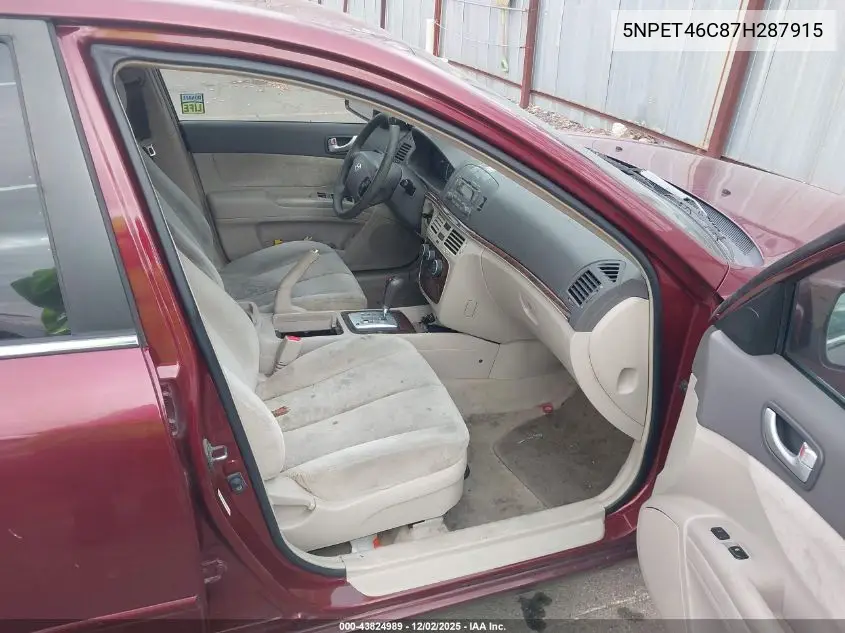 5NPET46C87H287915 2007 Hyundai Sonata Gls