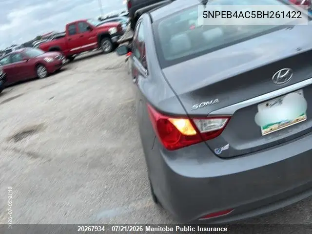 2011 Hyundai Sonata Se VIN: 5NPEB4AC5BH261422 Lot: 20267934