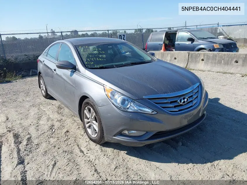 2012 Hyundai Sonata Gls VIN: 5NPEB4AC0CH404441 Lot: 12654208