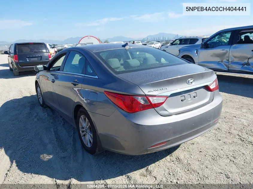 2012 Hyundai Sonata Gls VIN: 5NPEB4AC0CH404441 Lot: 12654208