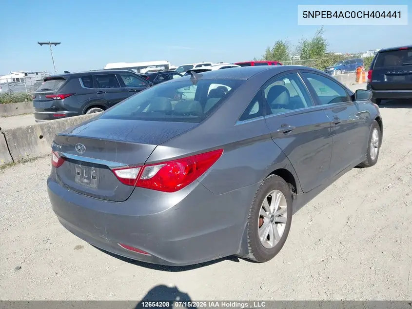 2012 Hyundai Sonata Gls VIN: 5NPEB4AC0CH404441 Lot: 12654208