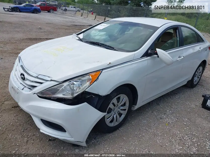 2012 Hyundai Sonata Gls VIN: 5NPEB4AC0CH331801 Lot: 45674447