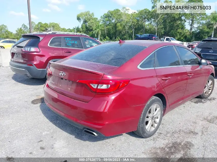 5NPE24AF8FH075003 2015 Hyundai Sonata Se