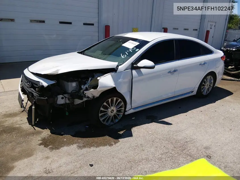 2015 Hyundai Sonata Limited VIN: 5NPE34AF1FH102247 Lot: 45376420