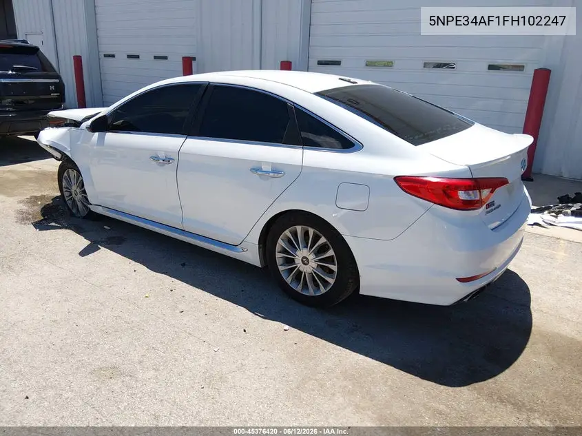 2015 Hyundai Sonata Limited VIN: 5NPE34AF1FH102247 Lot: 45376420