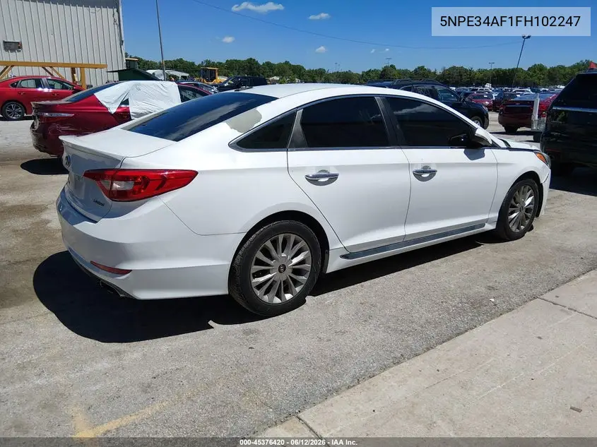 2015 Hyundai Sonata Limited VIN: 5NPE34AF1FH102247 Lot: 45376420