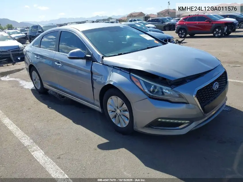 KMHE24L12GA011576 2016 Hyundai Sonata Hybrid Se