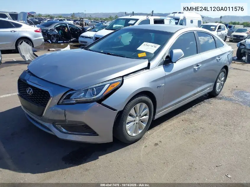 KMHE24L12GA011576 2016 Hyundai Sonata Hybrid Se
