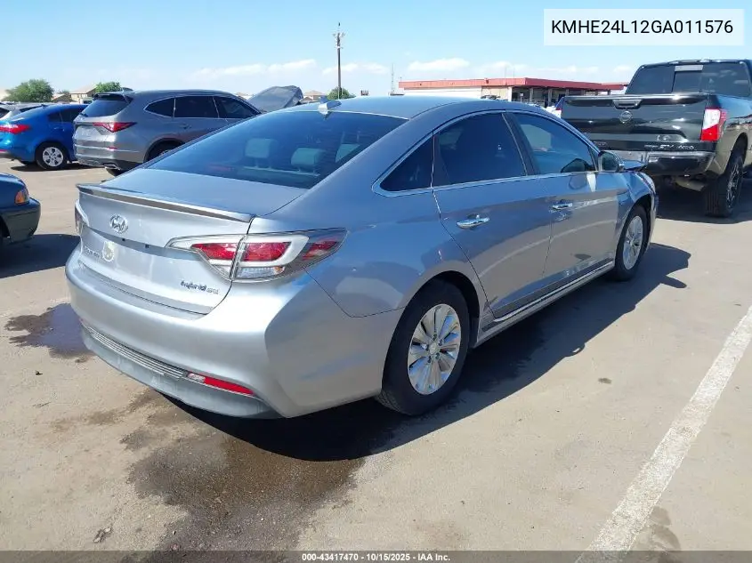 KMHE24L12GA011576 2016 Hyundai Sonata Hybrid Se