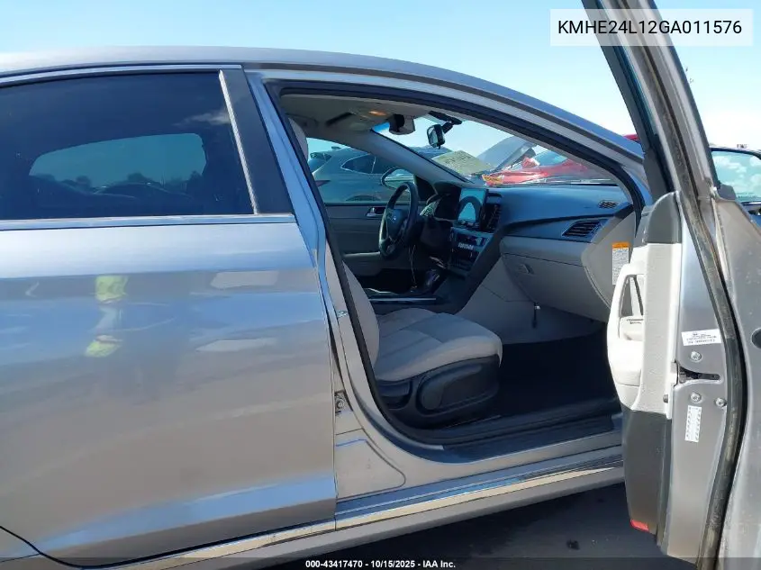 KMHE24L12GA011576 2016 Hyundai Sonata Hybrid Se