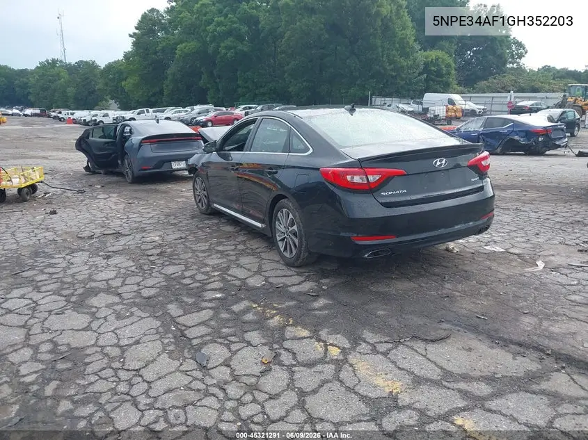 2016 Hyundai Sonata Sport VIN: 5NPE34AF1GH352203 Lot: 45321291