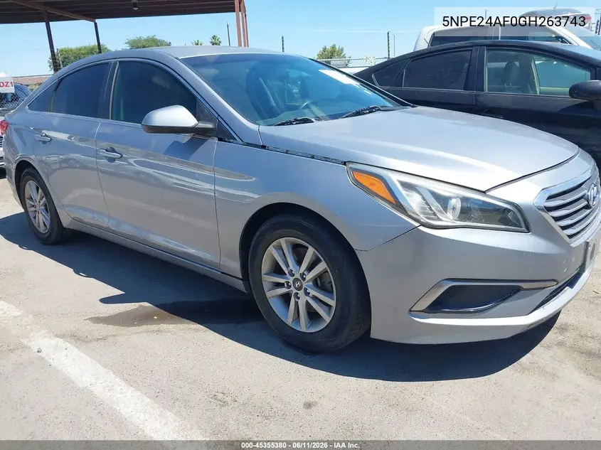 2016 Hyundai Sonata Se VIN: 5NPE24AF0GH263743 Lot: 45355380