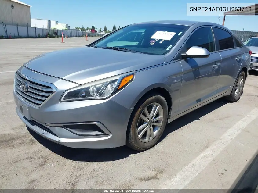 2016 Hyundai Sonata Se VIN: 5NPE24AF0GH263743 Lot: 45355380
