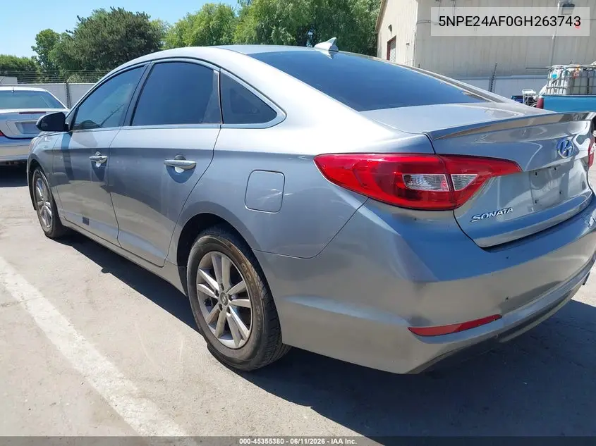 2016 Hyundai Sonata Se VIN: 5NPE24AF0GH263743 Lot: 45355380