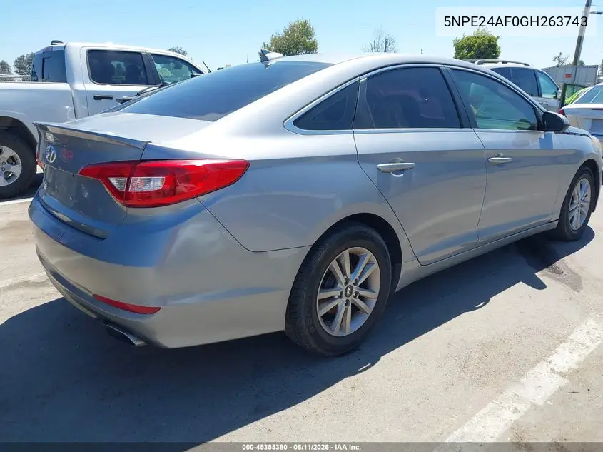 2016 Hyundai Sonata Se VIN: 5NPE24AF0GH263743 Lot: 45355380