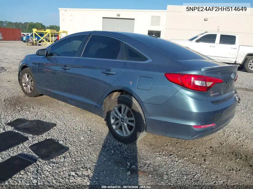 2017 Hyundai Sonata VIN: 5NPE24AF2HH514649 Lot: 45344733