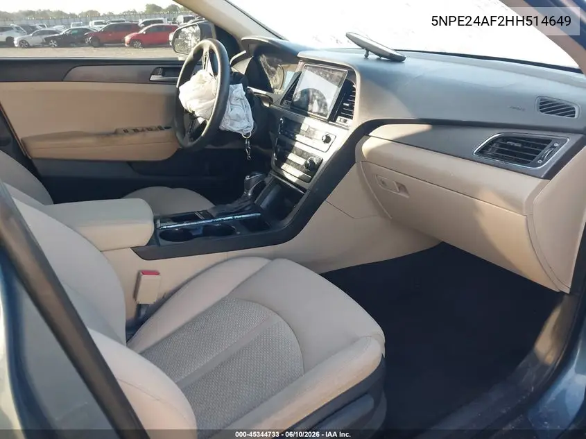 2017 Hyundai Sonata VIN: 5NPE24AF2HH514649 Lot: 45344733