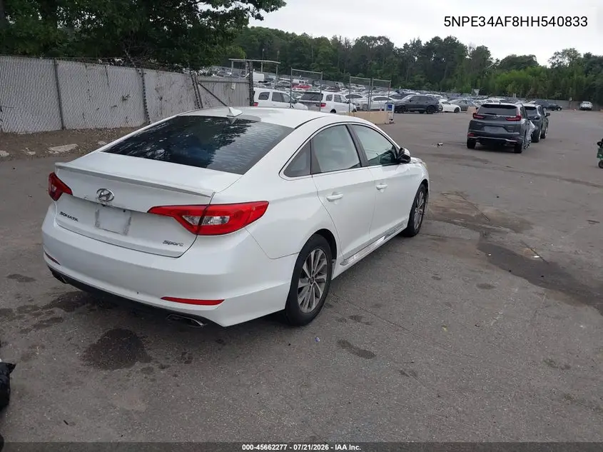 2017 Hyundai Sonata Sport VIN: 5NPE34AF8HH540833 Lot: 45662277