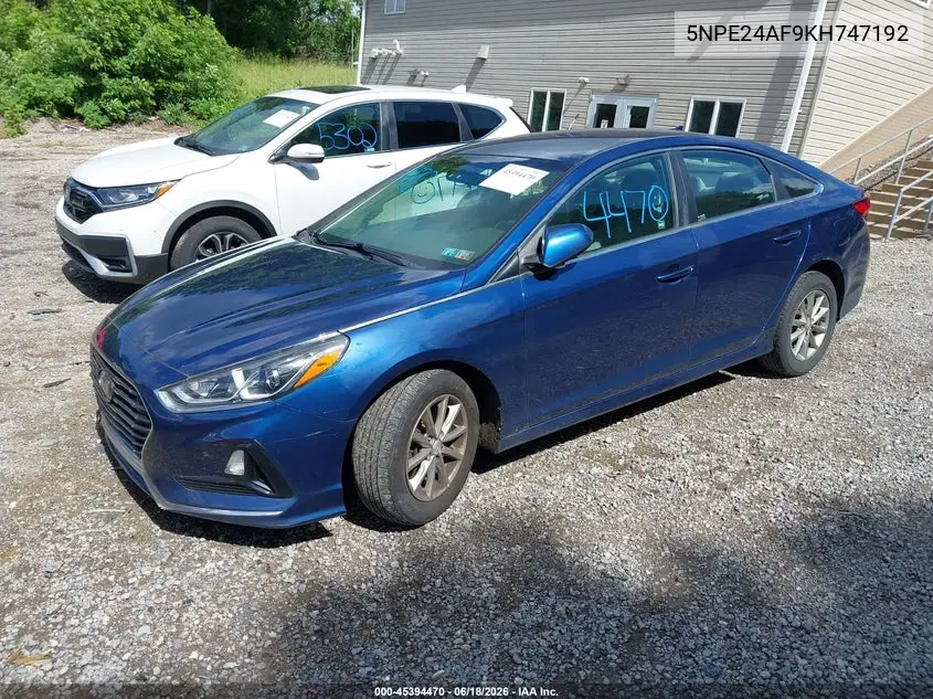 2019 Hyundai Sonata Se VIN: 5NPE24AF9KH747192 Lot: 45394470